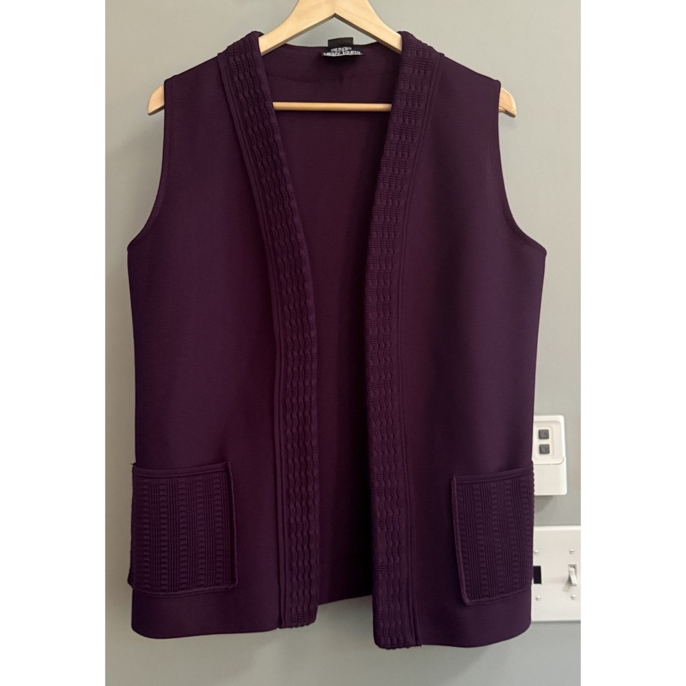 Hedy Knits of California Sweater Vest Cardigan Open Distinct Knit Large